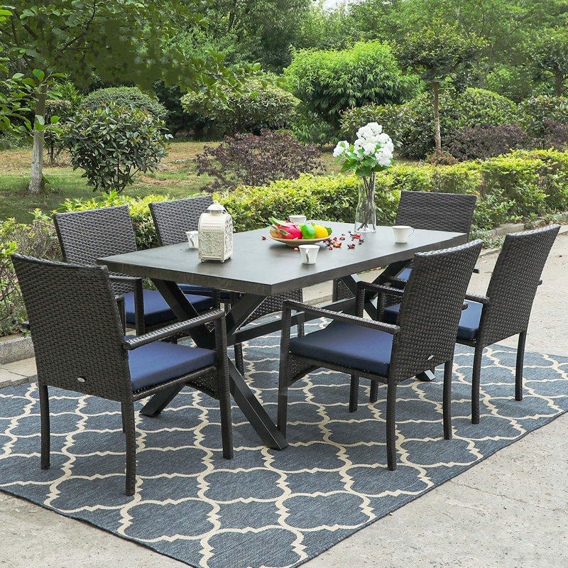 Latitude Run® Angelgabriel Patio Garden 7 Piece Dining Set with